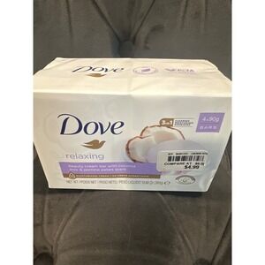 Dove Relaxing Beauty Cream Bar Coconut Milk Jasmine Scent 4 Bars 90g Each soap